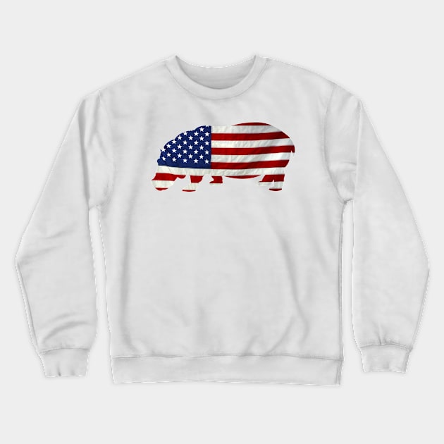 Independence Day Usa Hippopotamus Funny Gifts Crewneck Sweatshirt by chrizy1688